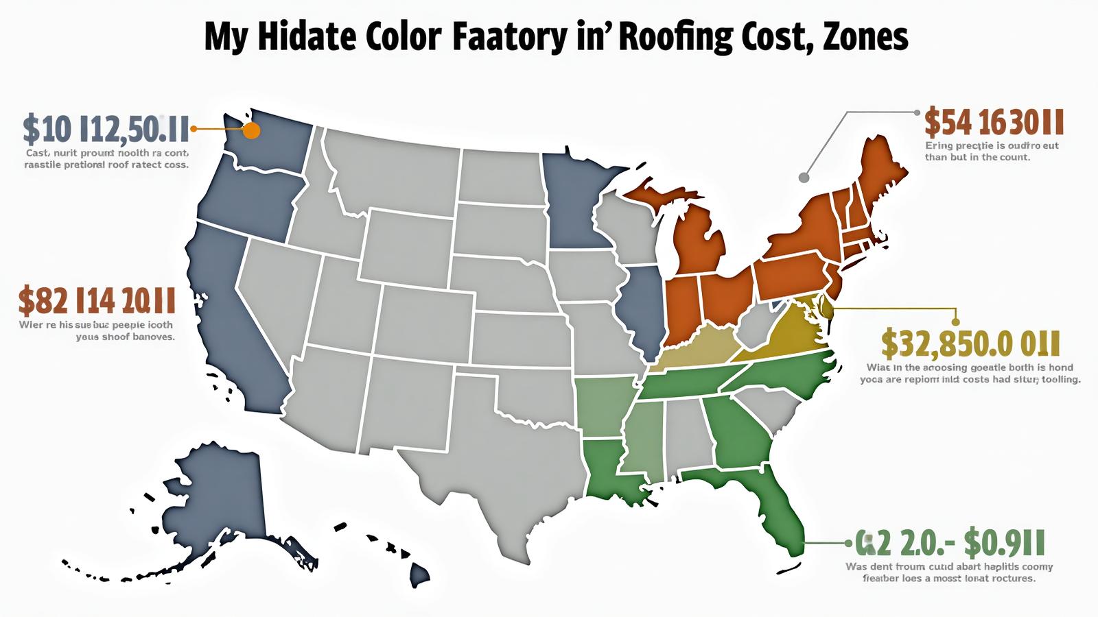 US map showing roof costs by state